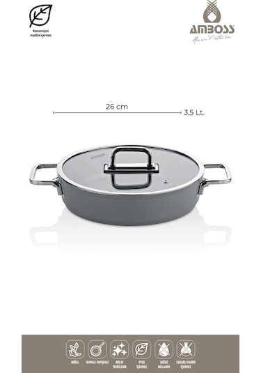 Amboss Sera Nova 7 Parça Seramik Tencere Tava Seti Gri
