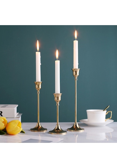 Geeroyoo Büyük Boy 24cm Avrupa Stili Bakır Kaplama Demir Mumluk, Romantik Vuruşlar İçin Ev Dekorasyonu Ve Dünyalar Arası Senaryolar