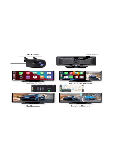 Carplay & Android Auto Destekli Çift Kameralı Araç İçi Monitör
