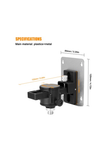 Maiyame Demir Plakalı 360 Dönebilir 15 Eğim Açılı Ayarlanabilir Duvar Montajlı Lazer Seviye Brak