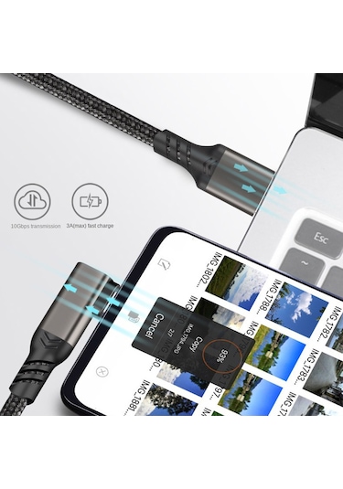Oculus Quest İçin 1/2 0.5 M Usb-a - Usb-c Kablosu 3a Usb3.2 Gen2 Hızlı Şarj Bağlantı Kablosu Vr Kulaklık 10 Gbps Veri Aktarım Kablosu