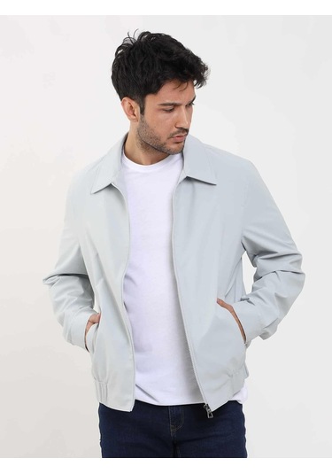 Dufy Gri Erkek Regular Fit Düz Klasik Yaka Bomber Mont - 104404-Gri