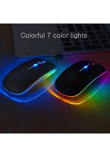 Rgb Ledli Şarj Edilebilir Sessiz Tıklamalı Ergonomik Çift Modlu Kablosuz Bluetooth Mouse Gtx