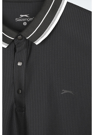 Slazenger Zınovıa Erkek Polo Yaka Siyah Tişört