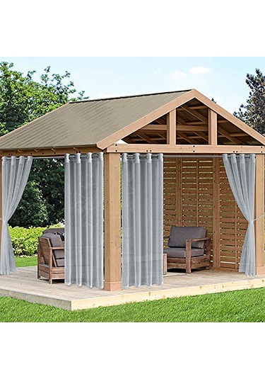 Singree Gri Renkli İki Parça 132x183 Cm Su Geçirmez Uv Koruyucu Perde - Poliester Malzeme, İç Ve Dış Mekan Uygun Gri