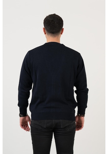 Woolen World Düğmeli Çift Cepli Nokta Desenli Erkek Triko Hırka 001