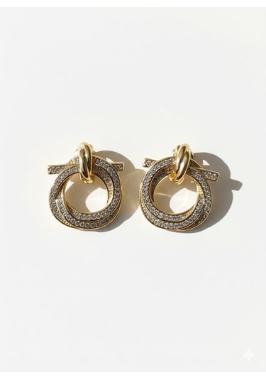 Özel Tasarım Zirkon Halka Küpe Altın