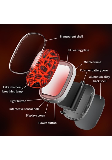 X6 10000mah Güç Bankası 3 Vitesli Sıcaklık Kömür Ateşi Tasarım Kış Elektrikli El Isıtıcı - Siyah