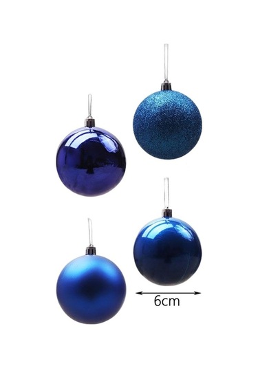 Pazly Yılbaşı Topları Süs Suntek Parça Mavi Kırılmaz 24 Oe