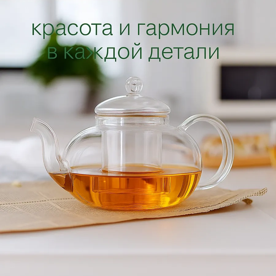 Cnglass Cam Demleme Çaydanlık Filtreli, 1 Litre 1000 Ml 7473072 Beyaz