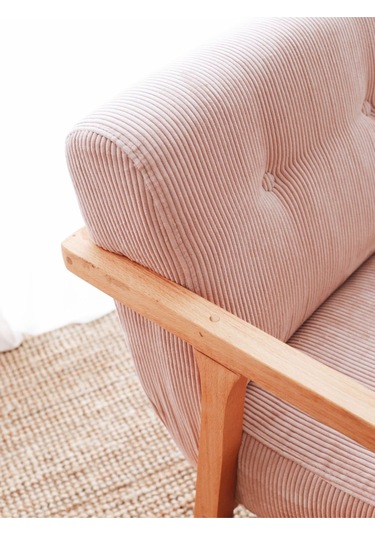 Nini Sallanan Ahşap Berjer Kadife Pembe