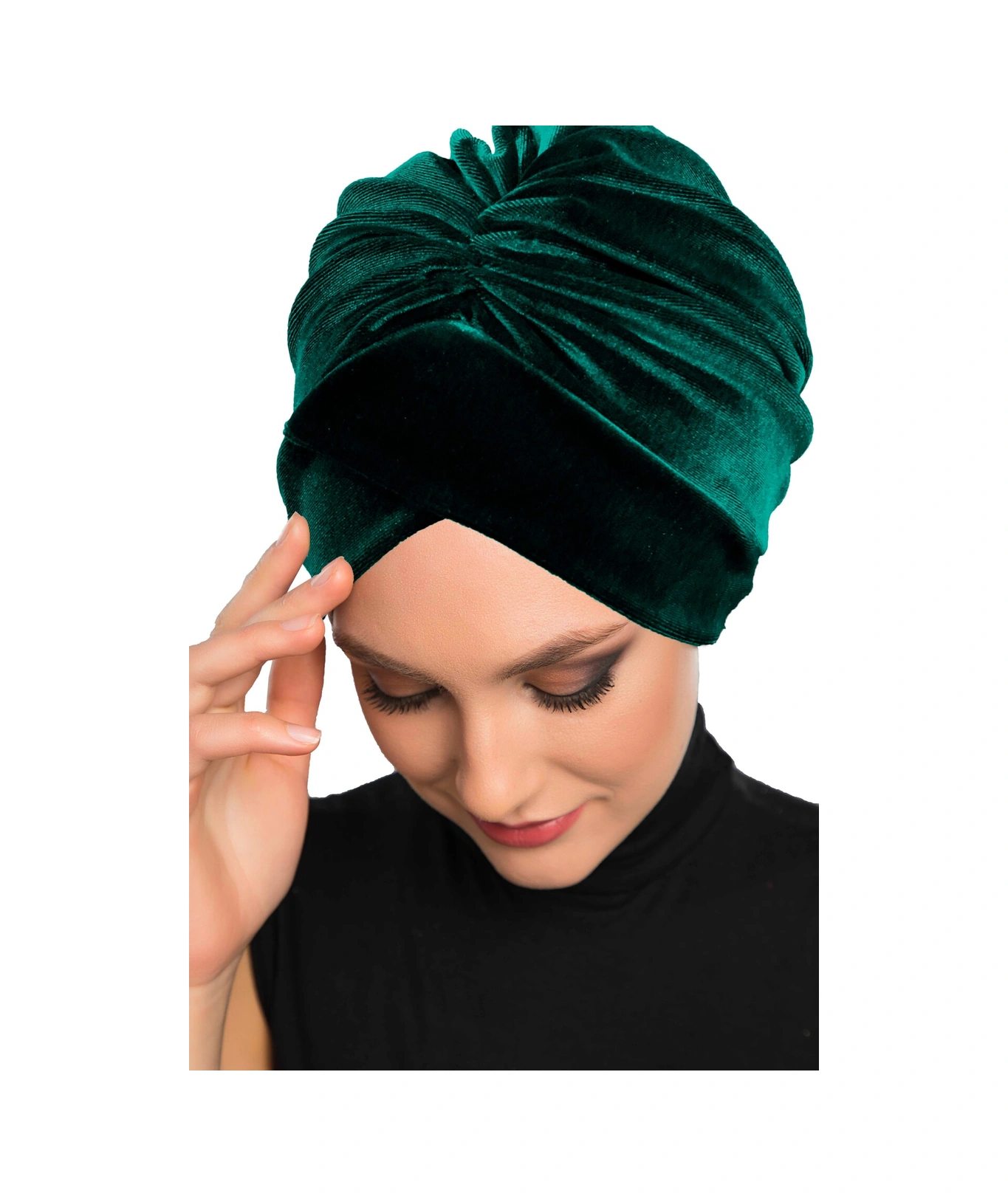 Kadife Kardelen Astarlı Yeşil Hazır Türban Tesettür Bone Yeşil