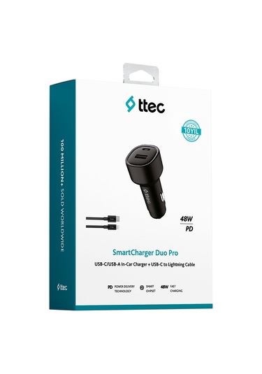 Ttec Smartcharger Duo Pd 48w Araç Hızlı Şarj Aleti Lighting+usb-a Gri