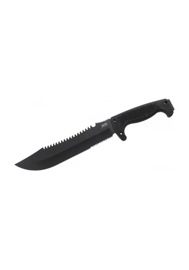 F03t Kamp Tırtıklı Testereli Outdoor Pala / Bıçak 39 Cm - Kauçuk Saplı