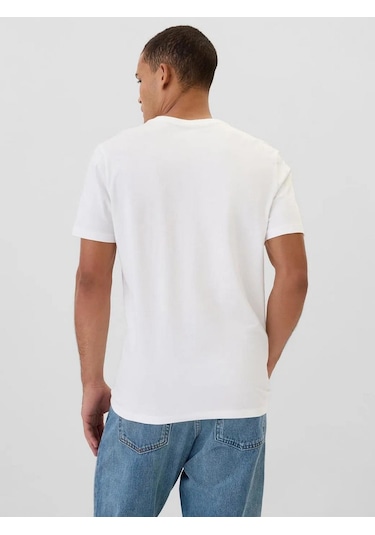 Gap 502022001 V-frch Everyday Soft Micro Logo Crew Erkek Tişört Beyaz