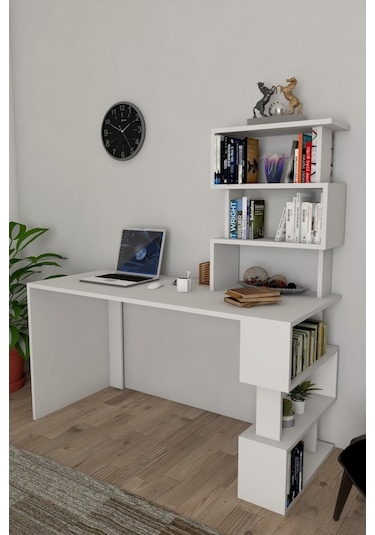 Moonlife Okyanus Kitaplıklı Çalışma Masası Beyaz