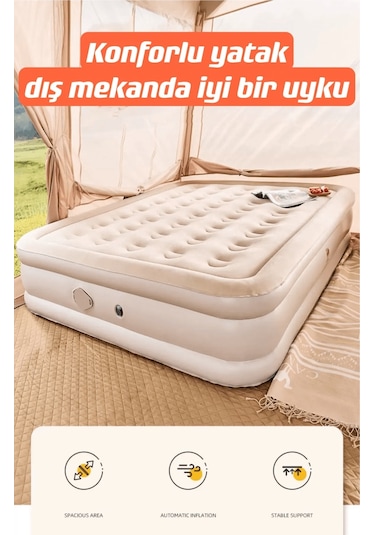 Shufa Şişme Kendinden Elektrikli Pompalı Yatak 152x198x40 Cm Krem