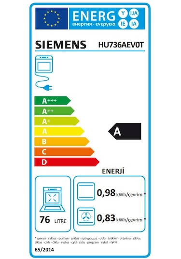 Siemens HU736AEV0T 76 LT Buhar Destekli Ankastre Fırın