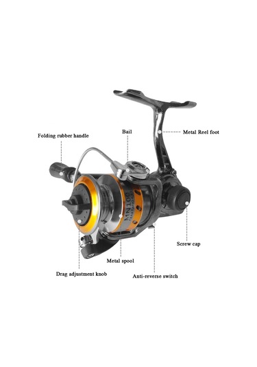 Shineyee Mn100 Metal Spinning Reel 3 Ball Bearings 4.3:1 Oran 4 Kg Maksimum Sürtünme Beyaz Altın Renk Ayağa Takma Kılıfı İçerir