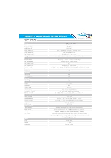 Tommatech Batarya Şarj Ünitesi Entegre 48v-30a