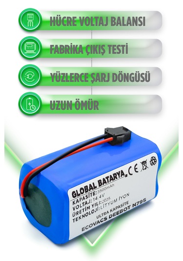 Ecovacs Deebot N79s Batarya 3500mah Ultra Kapasite