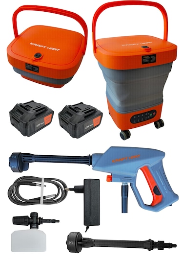 Kraft Hart ZD-035 21V 4AH Çift Akü Katlanabilir Basınçlı Yıkama Makinesi