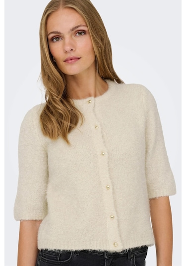 Only Kadın Onlcılle Kısa Kollu Yünlü Örme Hırka 15350782 Krem Krem