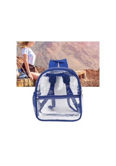 Skycity Su Geçirmez Şeffaf Pvc Sırt Çantası - Güvenlik Kontrolü İçin, Günlük Kullanım, Spor, Seyahat, Büyük Kapasite Mavi Ön Cep