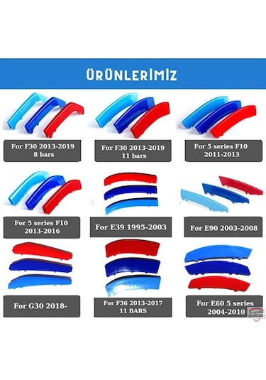 Bmw F10 2013-2018 Makyajlı Kasa Böbrek Şeridi 3 Renk 10 Rods