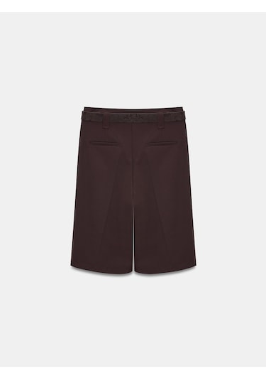 Dilvin 72271 Kemerli Yüksek Bel Bermuda-kahve Kahve