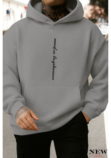 Los Angeles Baskılı Sweatshirt Gri