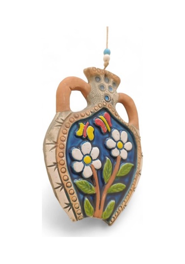 Seramik Amfora Dekoratif El İşi Duvar Süsü Nazarlık Küp