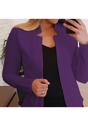 Mor Bahar Ceket Slim Fit Sıcak Kırışıklık Karşıtı Çentik Yaka Kadın Blazer Kadın Giysileri Mor Mor Bahar Ceket Slim Fit Sıcak Kırışıklık Karşıtı Çentik Yaka Kadın Blazer Kadın Giysileri Mor