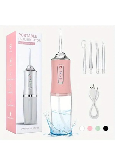 Willowhaven Pembe Kablosuz Şarjlı Diş İpi 4 Nozzle 360 Döner Başlık