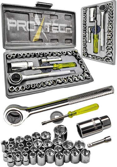 Yüksek Kalite Çantalı Krom Çelik 40 Parça Cırcırlı Lokma Seti