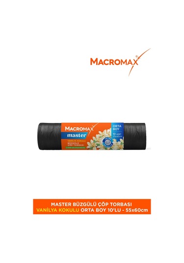 Master Büzgülü Çöp Torbası Orta Boy 55x60cm Vanilya Kokulu 10 Adet Süper Ekonomik Paket