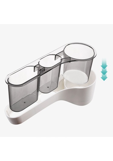 Moveevo Yapışkanlı Saç Kurutma Makinesi Tutucu Duvara Monte Saç Kurutma Makinesi Askı Rafı Düzenleyici Bardak Şekillendirme