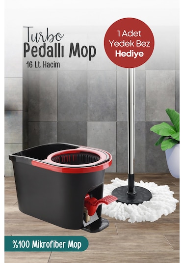 Grimorlife Turbo Pedallı Mop Temizlik Seti Kova Paspas 16 Lt