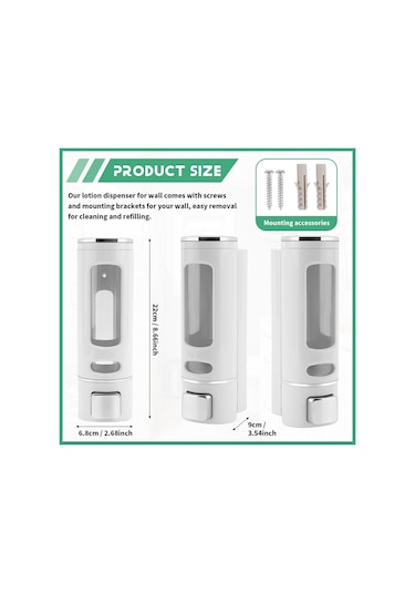 Xurunkeji 400 Ml Duvara Monte Sabunluk, Banyo Mutfak İçin Manuel El Şampuanı Duş Jeli Dağıtıcı Losyon Kabı Beyaz