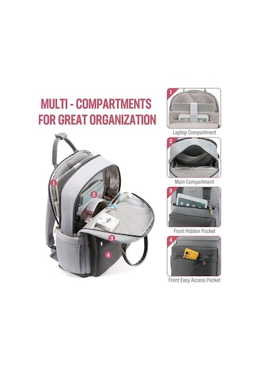 Createtech Yystore Usb Sırt Çantası Şık Moda Gri Büyük Bayan Çantası Gri