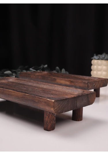 Bambum 2 Parça Pavlonya Noble Ahşap Sunum Ve Servis Seti Dikdörtgen Servis Tabakları Ahşap