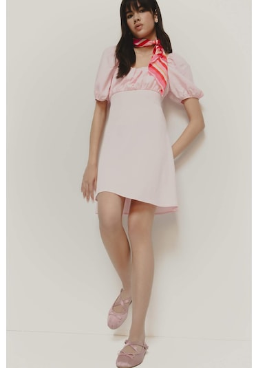 DeFacto Kare Yaka Keten Karışımlı Kısa Kollu Midi Yazlık Elbise E0896AX25SMPN648 DeFacto Kare Yaka Keten Karışımlı Kısa Kollu Midi Yazlık Elbise E0896AX25SMPN648