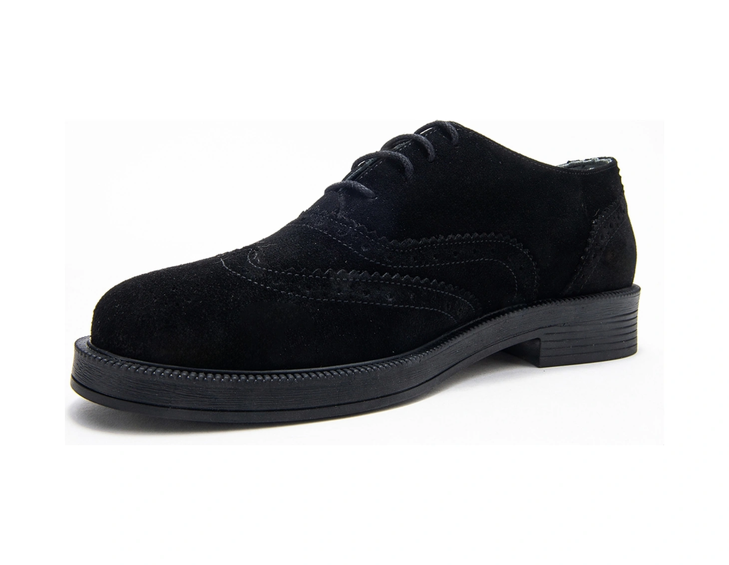 Avra Siyah Süet Hakiki Deri Kadın Oxford Ayakkabı Siyah