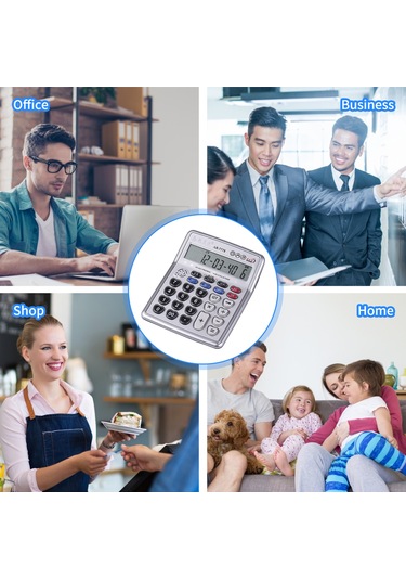 Singree 12 Haneli Büyük Ekranlı Hesap Makinesi - Çince Sesli, Müzik Çalma, Zaman/tarih Ayarı, Alarm, Çift Katlı Tuşlar Pil Yok Gümüş