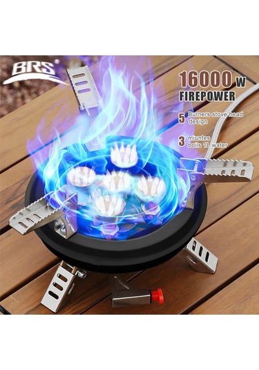 Zilinn Brs-201a Taşınabilir Kamp Gaz Sobası 16000w Yüksek Basınçlı Propan Bütan Gaz Brülörü Piezo Ateşlemeli Açık Acil Durum Sobası Siyah