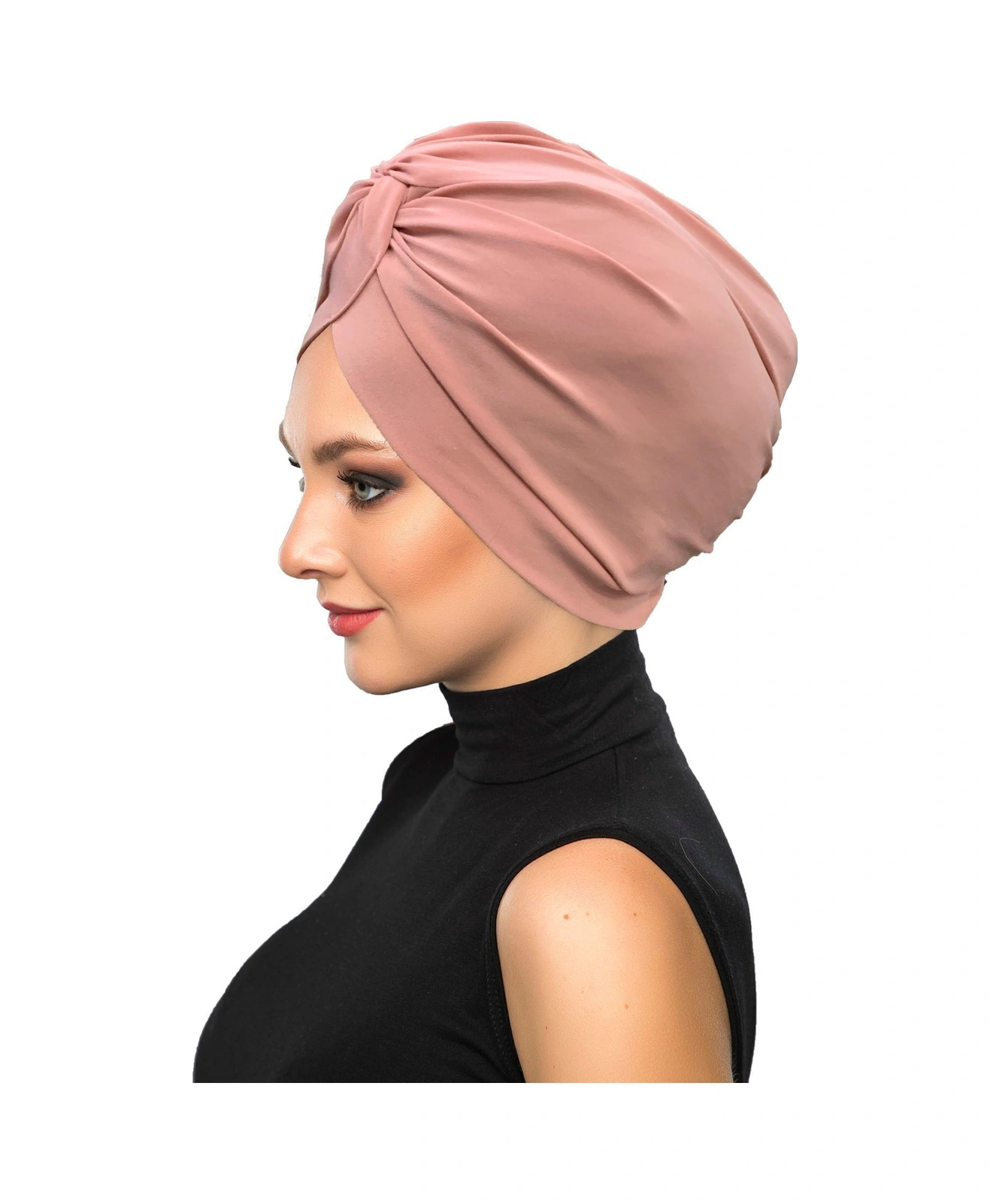 Çapraz Kancalı Pudra Hazır Türban Tesettür Dış Ve Havuz Bonesi Pudra