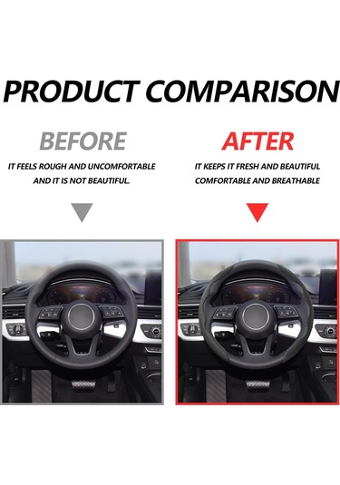 Yifomall Karbon Fiber Kaymazsız Direksiyon Koruması - Evrensel Uyumlu, Işınlanabilir, Dayanıklı - Araç İç Donanımı Aksesuarı Siyah, 2 Adet Siyah