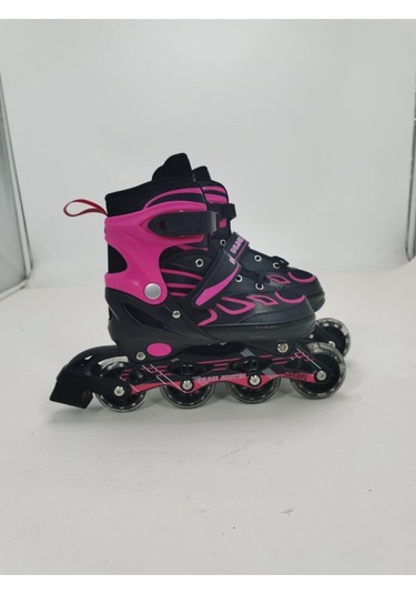 Vadi Pembe Çift Sıra Alüminyum Gövdeli Işıklı Silikon Teker Ayarlanabilir Alıştırma Pateni + Çanta Pembe