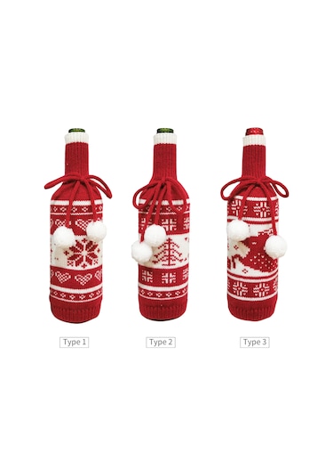 Ruicoo Noel Dekorasyonu Açık Renkli Akrilik Triko Şarap Flasörü - Ev & Restoran Partileri İçin Dayanıklı Dekoratif Kılıf