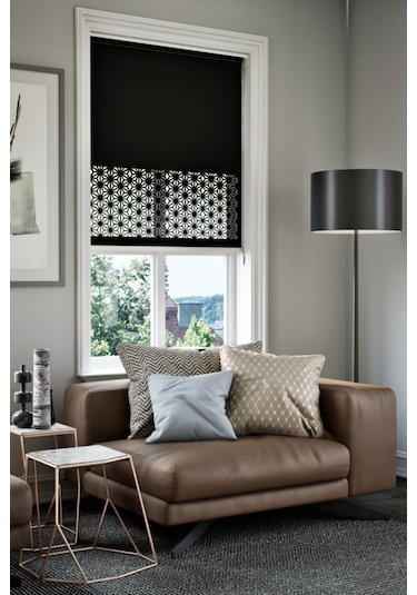 Lazer Kesim Mat Stor Perde, Lazer Kesimli Klasik Serisi, C-181008 Siyah Renk